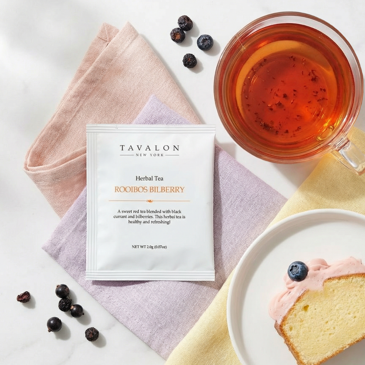 Rooibos Bilberry Teabags Front View | Tavalon Tea Australia