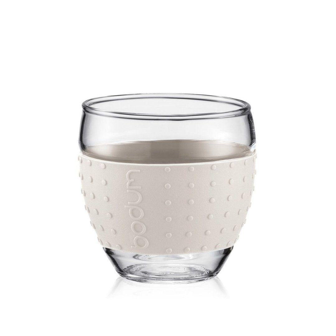 Empty PAVINA Glass with White Silicone Sleeve 350ml | Tavalon Tea Australia