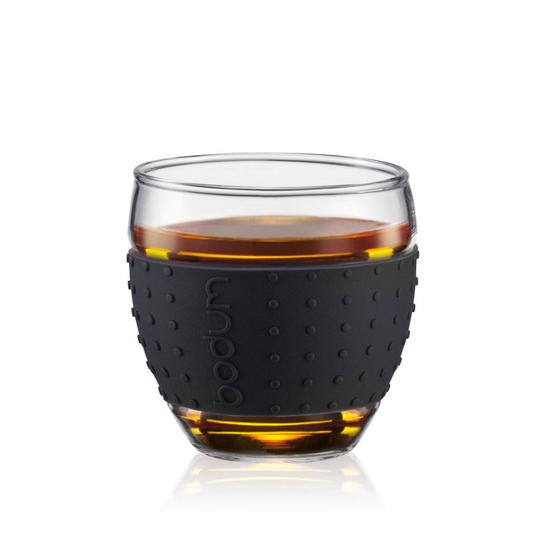 PAVINA Glass with Black Silicone Sleeve 350ml | Tavalon Tea Australia