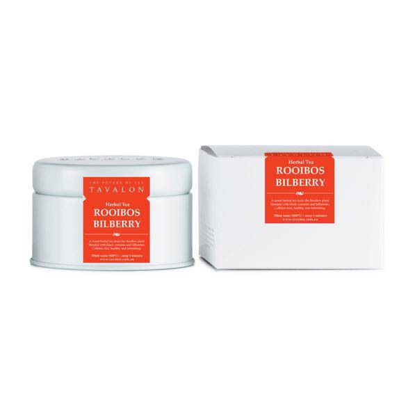 Rooibos Bilberry Small Tin & Package | Tavalon Tea Australia
