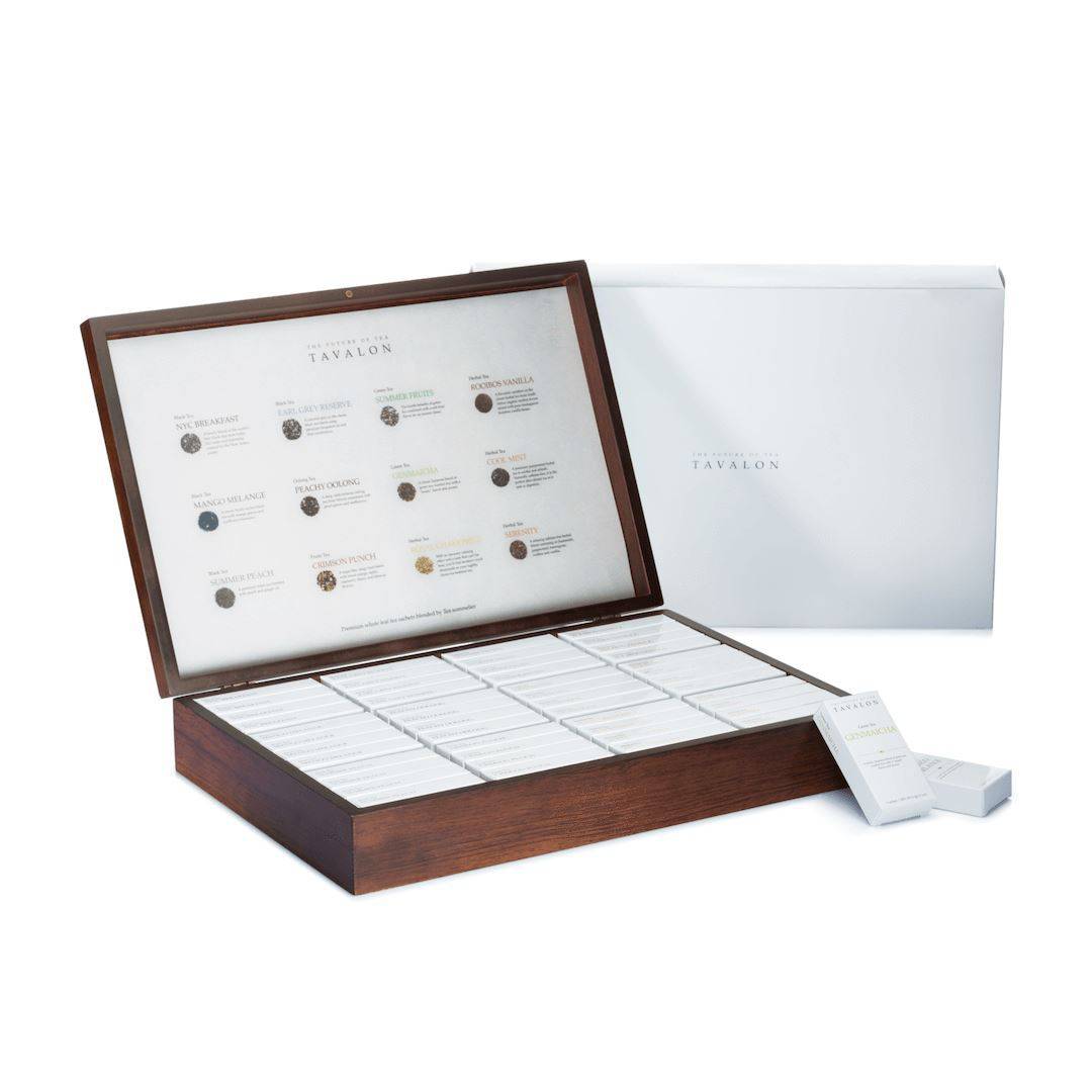 Wooden Tea Display Box T48 Open Box | Tavalon Tea Australia