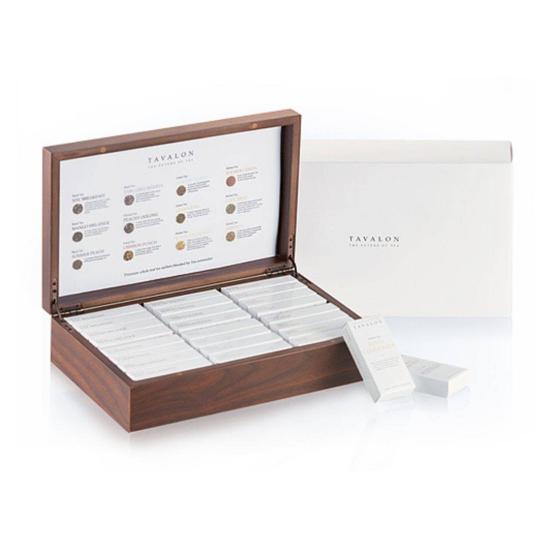 Wooden Tea Display Box T24 Open Box | Tavalon Tea Australia