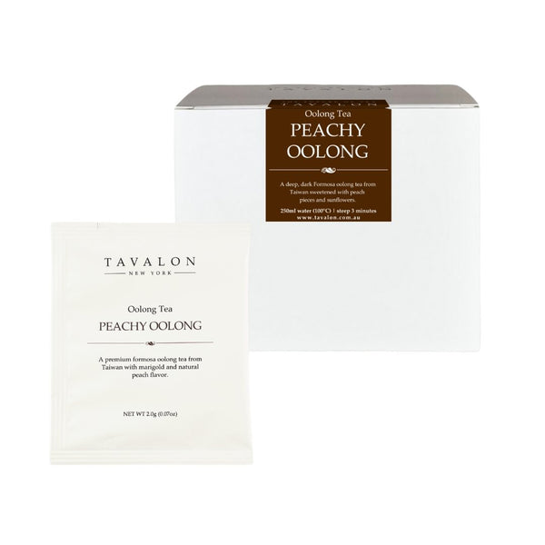 Peachy Oolong Wrapped Teabags & Package | Tavalon Tea Australia